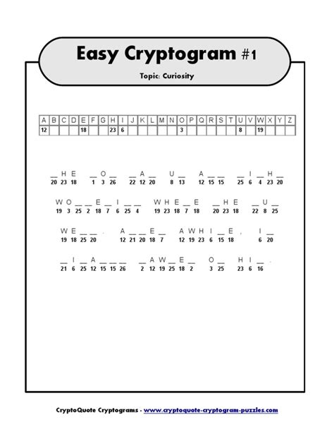 For ease of writing, letter and line spacing has been increased. . Easy cryptograms printable
